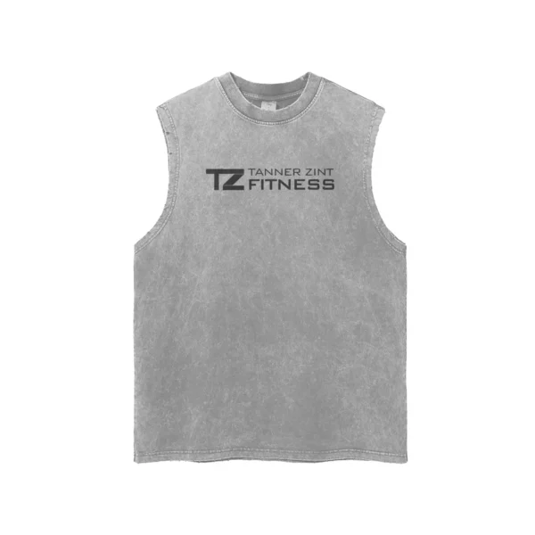 Streetwear Unisex Snow Washed Frayed Hem Tank Top